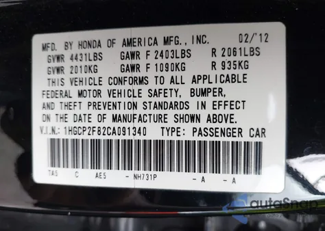 2012 Honda Accord Sdn 2.4 Ex-L/Ex-L z USA, uszkodzony, nr VIN 1HGCP2F82CA091340